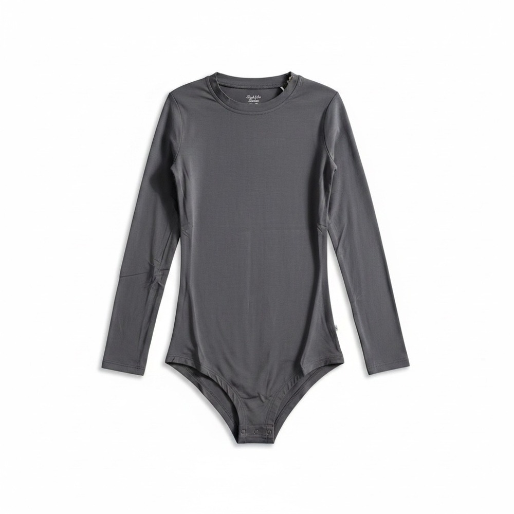 Bubble Baby Women Charcoal Grey Bamboo Viscose Long Sleeve Bodysuit XXS/XS